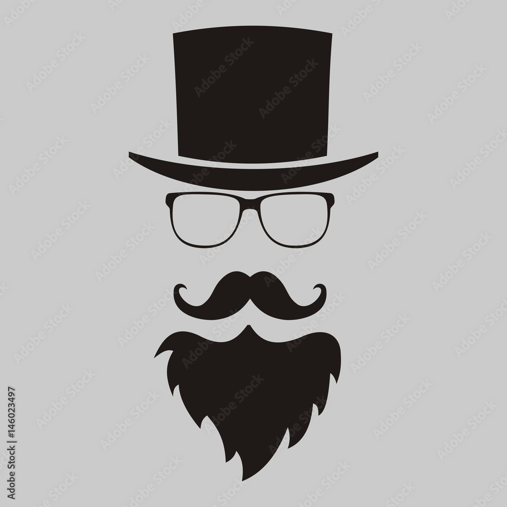 Vector hipster elements. hat, glasses, beard and mustache