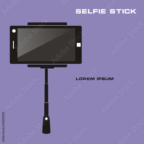 Monopod Selfie. Taking Selfie Photo on Smart Phone with monopod concept