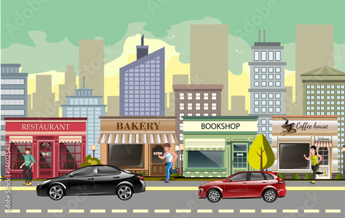 Landscape street with cars