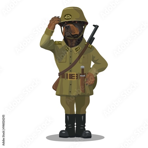 Soldier dog Rottweiler/ Soldier dog is a Rottweiler, he's reliable, with a good bearing with a weapon always ready to help and samesite