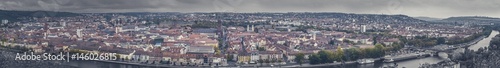 Fototapeta Naklejka Na Ścianę i Meble -  Big panorama city view of Würzburg with dramatic sky, Frankonia, Bavaria Germany