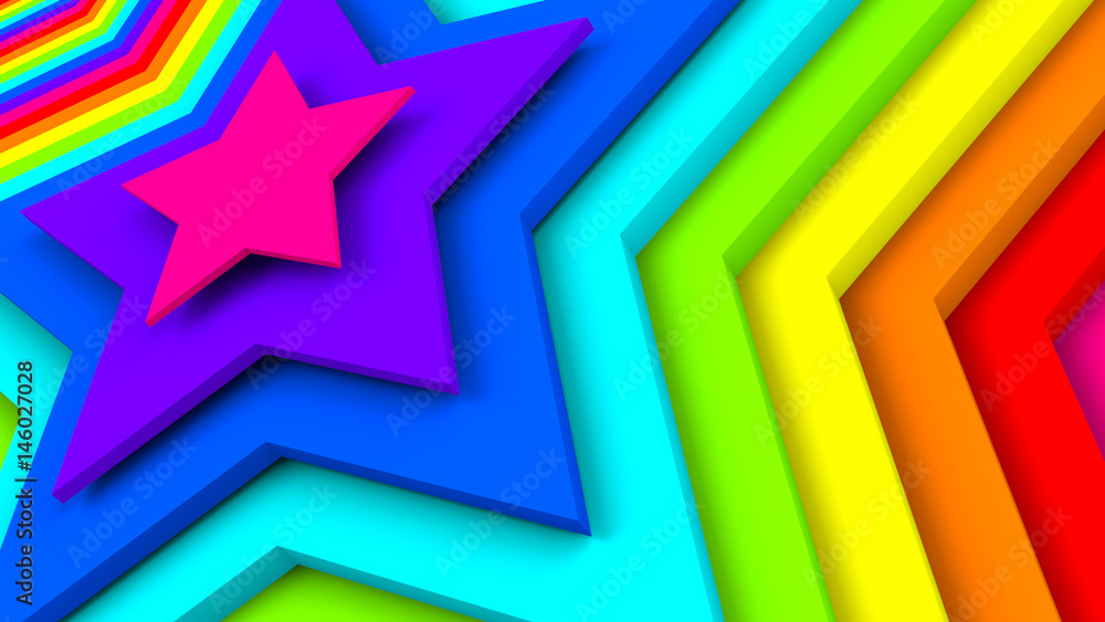 Bright colorful stars abstract 3d render Bright colorful stars abstract 3d render