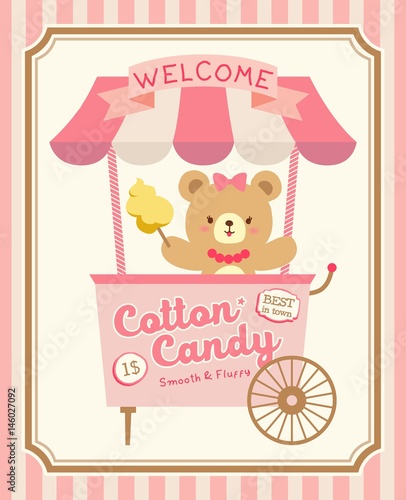 Cute Cotton Candy Booth Vector