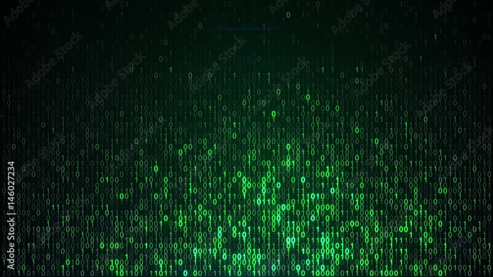 Green digital binary data abstract background
