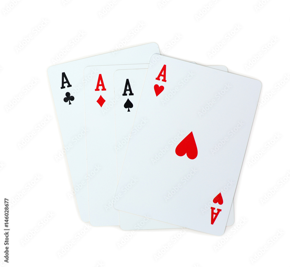 Obraz premium four aces poker playing cards isolated on white background