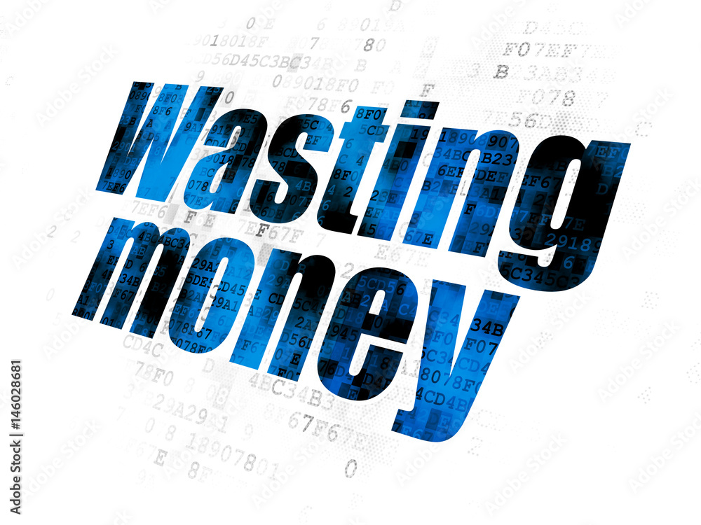 Banking concept: Wasting Money on Digital background Banking concept: Wasting Money on Digital background