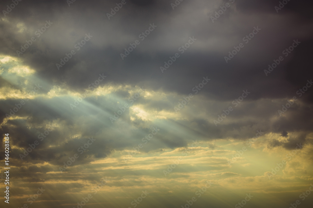 Sun rays in epic clouds