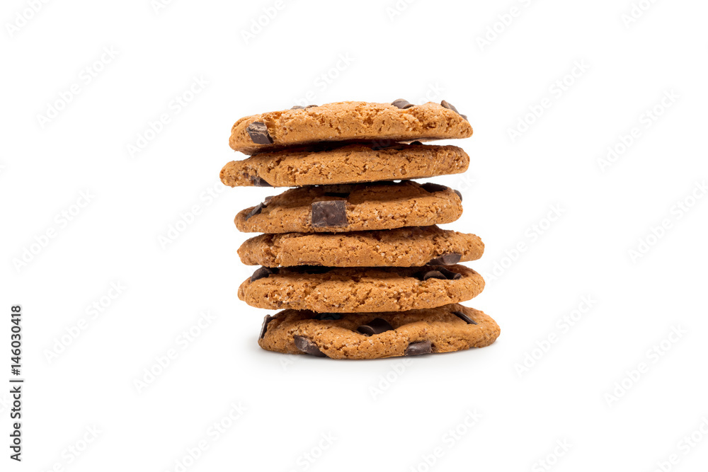 close up view of homemade chocolate cookies isolated on white close up view of homemade chocolate cookies isolated on white