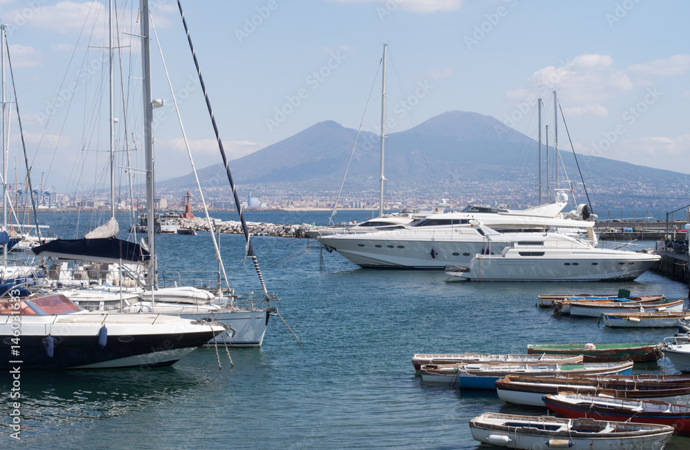 Naples, Italy. The tourist harbor of Mergellina