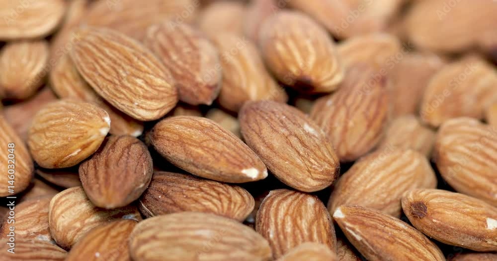 Raw Almonds, Rotating Macro Shot Raw Almonds, Rotating Macro Shot