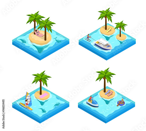 Island Vacation Isometric Set