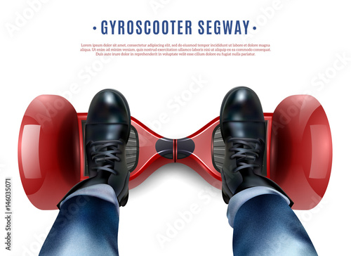 Gyro Scooter Feet Realistic Top View  