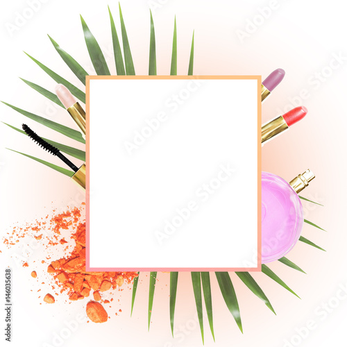 Frame with make-up cosmetics photo