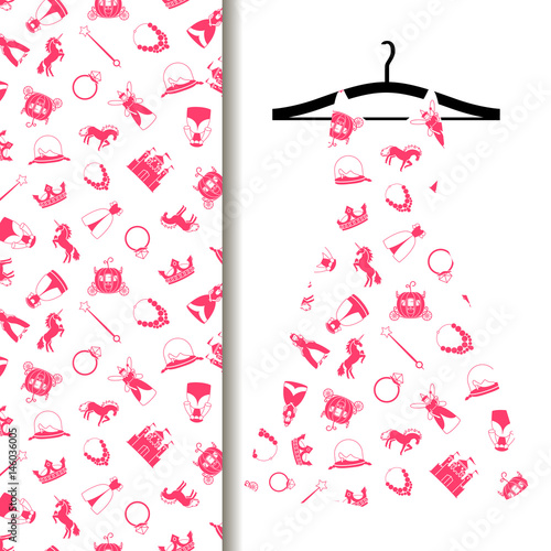 Women dress fabric with princess pattern