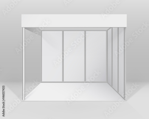 Vector White Blank Indoor Trade exhibition Booth Standard Stand for Presentation Isolated with Background