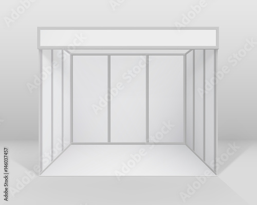 Vector White Blank Indoor Trade exhibition Booth Standard Stand for Presentation Isolated with Background
