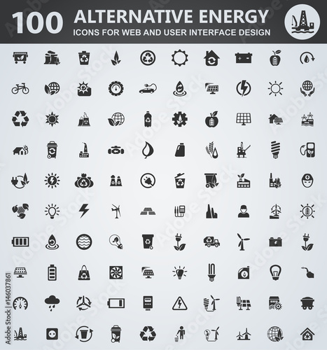 Alternative energy icons set