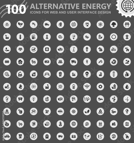 Alternative energy icons set