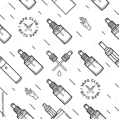 Vape seamless pattern. Contour background with e-cigarettes.
