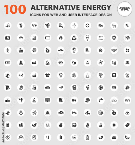 Alternative energy icons set