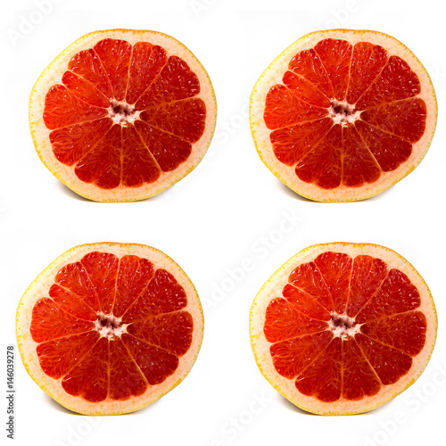 Grapefruit on White Background. Top View.