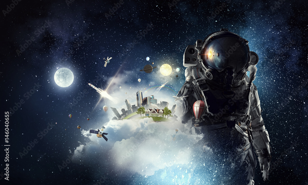 Astronaut in outer space. Mixed media Astronaut in outer space. Mixed media
