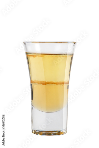 Shot. Alcoholic drink on a white background