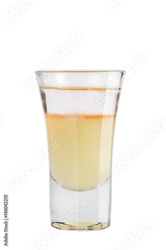 Shot. Alcoholic drink on a white background photo