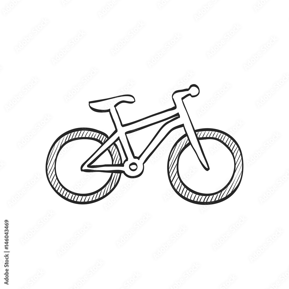 Biker riding mountain bike hand drawn outline Vector Image