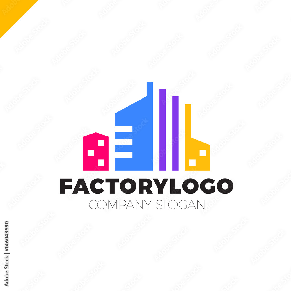 construction firm, factory or manifacture logo or apartment building logotype