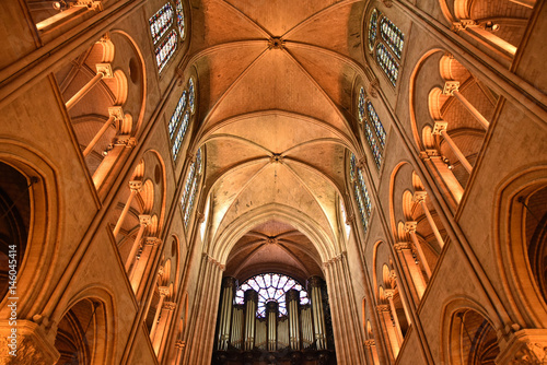 Nef et voûtes gothique de Notre-Dame-de-Paris, France