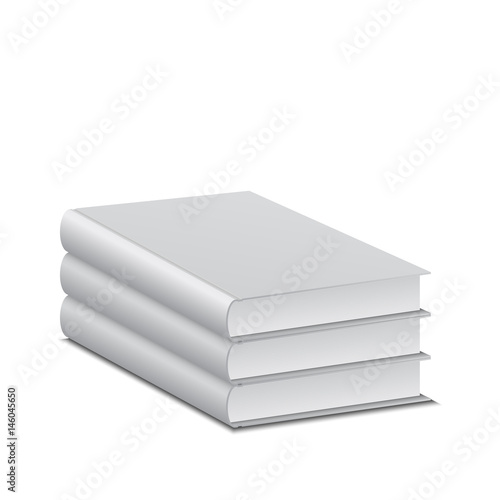 Piled up books template, realistic design, isolated on white