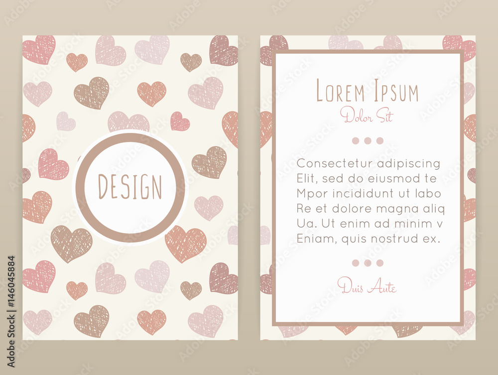 Cover design with chaotic hearts. Shaded shapes are arranged in random order. Romantic background. It can be used for invitation, card, cover book, catalog. Size A4. Vector illustration, eps10 Cover design with chaotic hearts. Shaded shapes are arranged in random order. Romantic background. It can be used for invitation, card, cover book, catalog. Size A4. Vector illustration, eps10