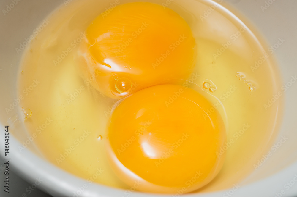 Fresh Eggs, Twin Egg Yolk in Glasses Bowl Fresh Eggs, Twin Egg Yolk in Glasses Bowl