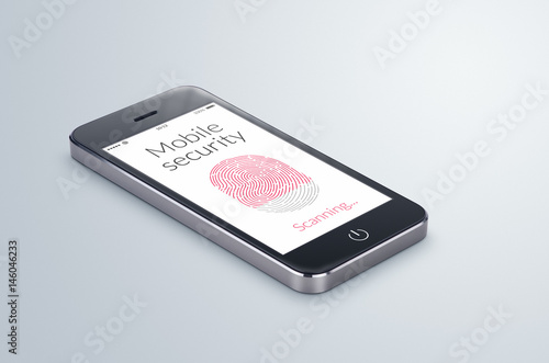 Mobile security fingerprint scanning on the smartphone screen
