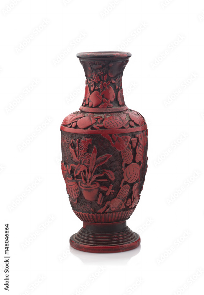 Vase of ancient chinese on a white background Vase of ancient chinese on a white background