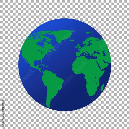 Map of the world globe on transparent background