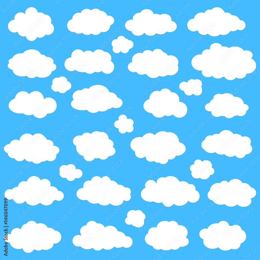 Clouds set on blue sky background