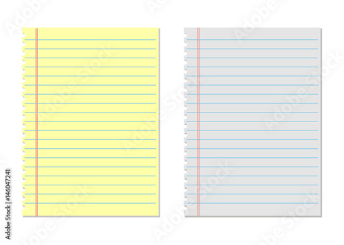 Notebook paper yellow and white. Lined paper