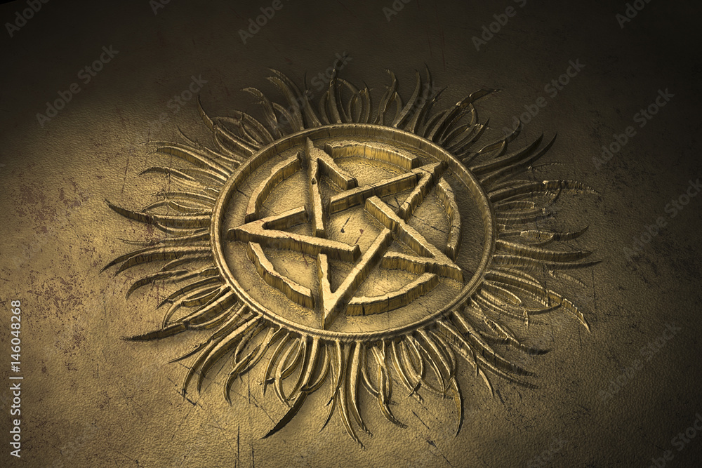 Fototapeta premium Pentagramm Flamme Gold
