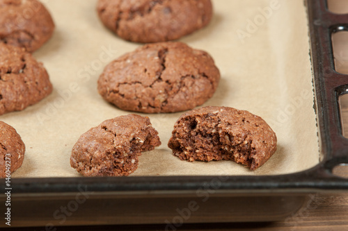 Home Baked Oat Cookies With Chocolate.
