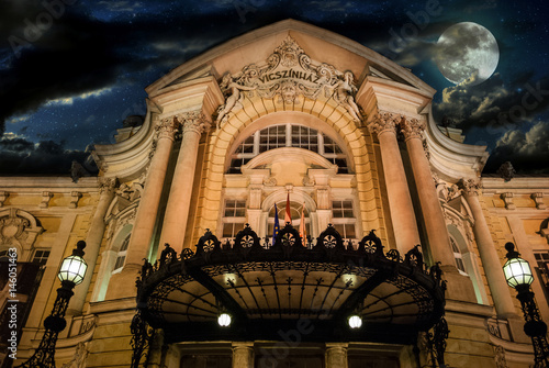 Comedy Theater at night in Budapest, Hungary