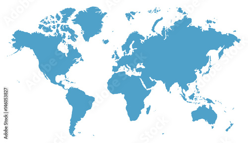 Fototapeta Naklejka Na Ścianę i Meble -  blue world map silhouette