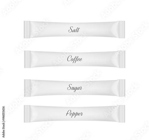 White disposable packaging for snacks, food, sugar and spices