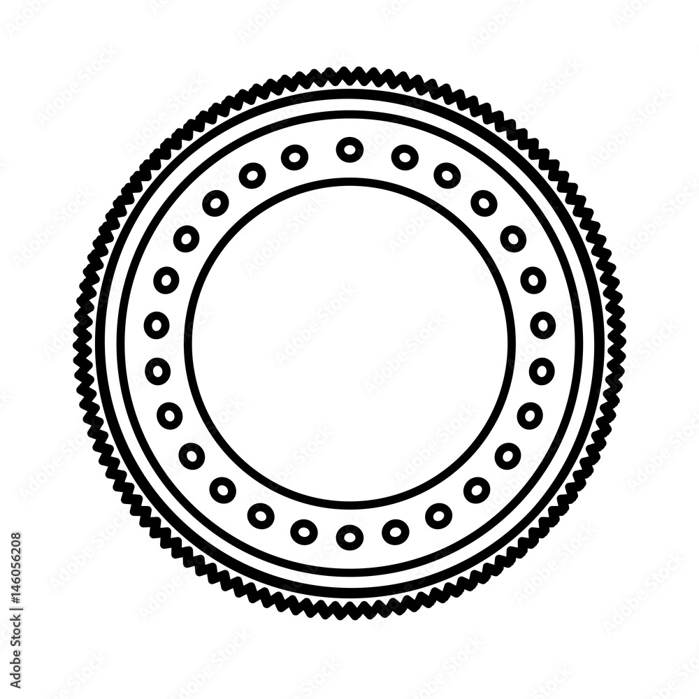 silhouette heraldic circular shape stamp with decorative dots vector illustration silhouette heraldic circular shape stamp with decorative dots vector illustration