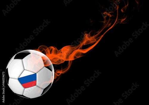 3D illustration Soccer Ball Russia Flag