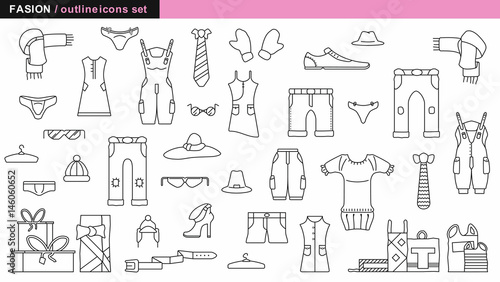 Fashion outline icon, isolated vector illustration sign symbol. Clothes icons vector set. on white background.