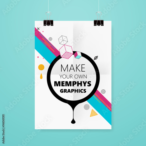 Abstract Memphis flyer or cover design. Vector eps 10