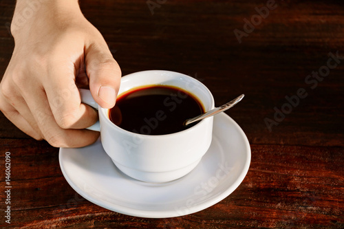 coffee cup on wood table