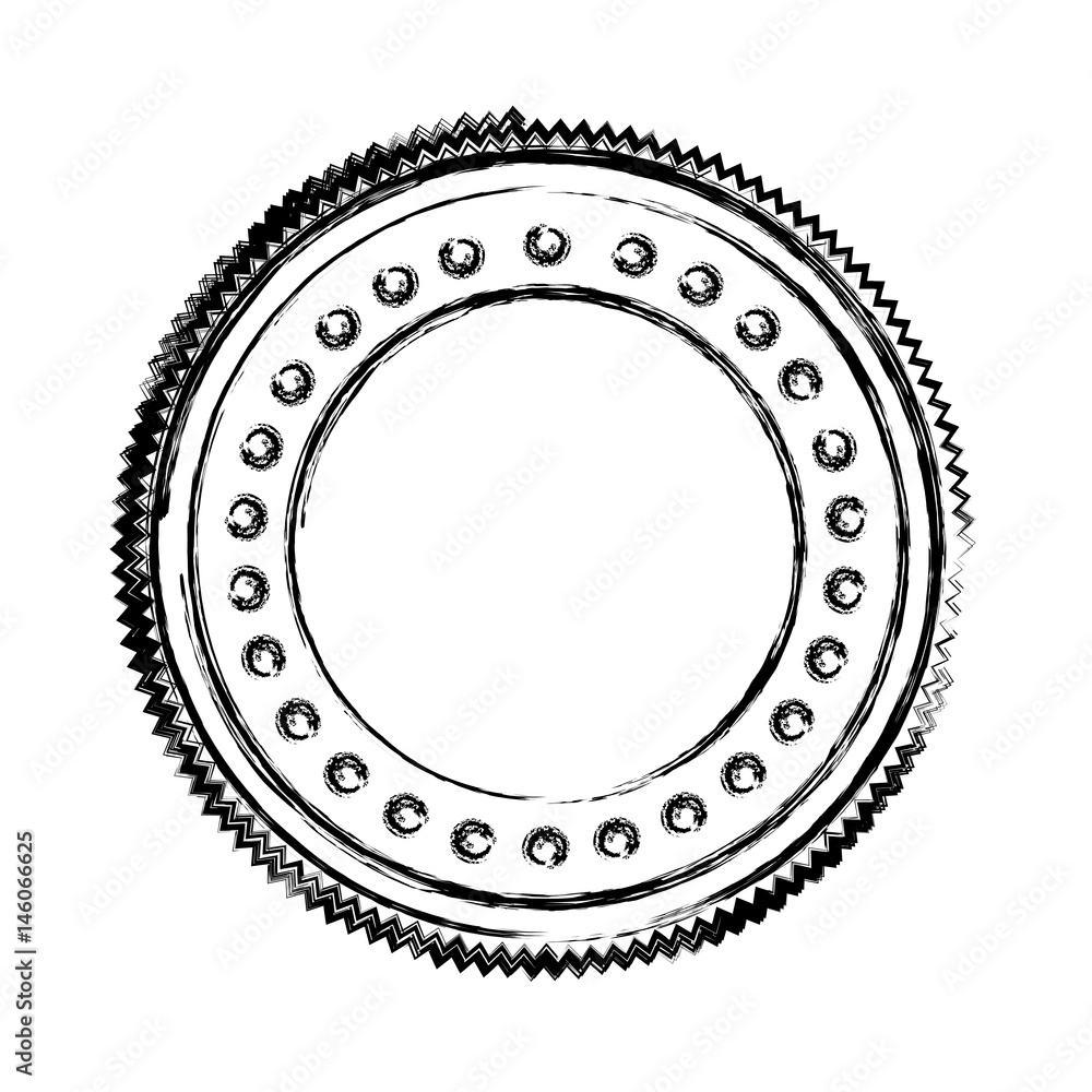 blurred silhouette heraldic circular shape stamp with decorative dots vector illustration blurred silhouette heraldic circular shape stamp with decorative dots vector illustration